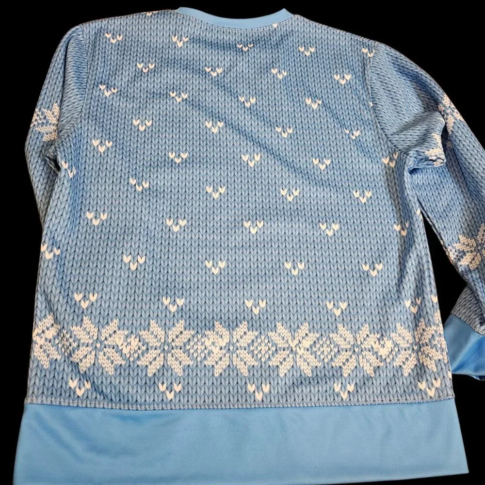 Greater Half Donald Trump Ugly Christmas‎ Sweater White Claw Surfer Blue Sz M